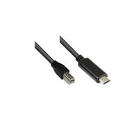 Alcasa 2510-CB010 Câble USB 2.0 Noir 1m, Connecteur USB B vers USB C Mâle/Mâle, Connecteurs droits et réversibles