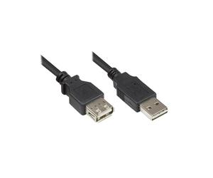 Alcasa 2511-EU005 : Câble USB 2.0 A-A Mâle/Mâle 0.5m Noir (480 Mbit/s) - Spécifications AWG 28