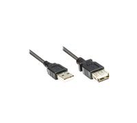 Alcasa 2511-OF03S Câble USB 2.0, 0.3m, USB A Mâle vers USB A Femelle, Transfert 480 Mbit/s, Noir