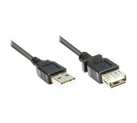 Alcasa 2511-OF03S Câble USB 2.0, 0.3m, USB A Mâle vers USB A Femelle, Transfert 480 Mbit/s, Noir