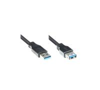 Alcasa 2711-S02 : Câble USB 3.2 Gen 1 (3.1 Gen 1) 1.8m, USB-A Mâle vers USB-A Femelle, 5 Gbit/s, Noir