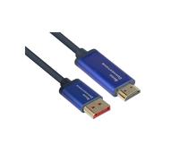 Alcasa 4860-SF050B : Câble vidéo DisplayPort 1.4 vers HDMI 2.2 Mâle-Mâle 5m, résolution 3840x2160 60Hz, cuivre sans oxygène, triple blindage, bleu, diamètre 5mm.