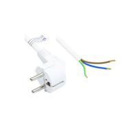Alcasa Câble Alimentation P0185-W015 Blanc 1.5m Prise Type E+F (CEE 7/7) H05VV-F3G 3x0.75mm² 250V/10A avec Connecteur Coudé 90° PVC