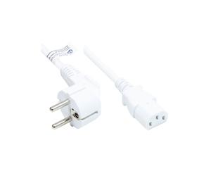 Alcasa Câble d'alimentation P0130-W018 Blanc 1.8m CEE7/7 vers IEC C13, 250V 10A, 3 conducteurs 0.75mm², PVC, Certifié ENEC10/VDE/KEMA/DEMKO/SEMKO/NEMKO/FIMKO/CEBEC/NF (LCIE)