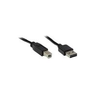 Alcasa Câble USB 2.0 A/B Mâle/Mâle Noir 0.5m - Connecteurs USB-A / USB-B, AWG 28/28, Blindage Magnétique - Référence 2510-EU005