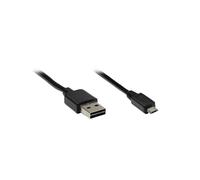 Alcasa Câble USB 2.0 A vers Micro-USB B 2m Noir - Connecteurs mâles, contacts plaqués or, AWG 28 - Réf. 2510-EUM02