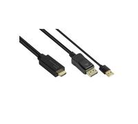Alcasa Câble Vidéo HDMI-DP020 2m HDMI Type A vers DisplayPort 1.2, Résolution 3840x2160 60Hz, Contacts Or, Triple Blindage, Noir