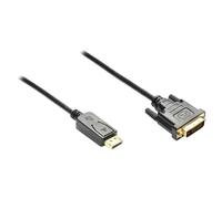 Alcasa Câble Vidéo DP-DVI 1.8m - DisplayPort Mâle vers DVI-D Mâle - Noir - Réf: DP-DVI