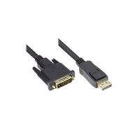 Alcasa DP-DVI1 Câble DisplayPort vers DVI-D 1m Noir - Connecteurs mâles plaqués Or, résolution 1920x1080, modes vidéo 480p/720p/1080p, AWG 28