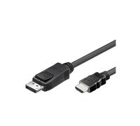 Alcasa DP-HDMI 2m : Câble DisplayPort mâle vers HDMI Type A mâle, 2 mètres, Noir. Adaptateur vidéo Alcasa DP-HDMI, connecteurs mâles.