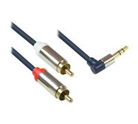 Câble de Connexion Audio Good Connections Prise Jack 3,5 mm vers fiche RCA 2X (RCA) - coudé d'un côté 2 m Bleu foncé