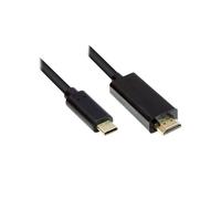 Alcasa GC-M0102 : Câble HDMI Type A vers USB Type-C, 3m, Mâle/Mâle, HDMI 2.0, 3840 x 2160 pixels, Contacts Or, AWG 26/32, Noir