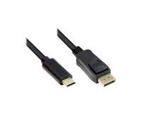 Alcasa GC-M0105 Câble Adaptateur Vidéo 1m USB Type-C vers DisplayPort 1.2 4K/UHD (4096x2160) 21.6 Gbit/s, contacts Or, AWG32, Noir