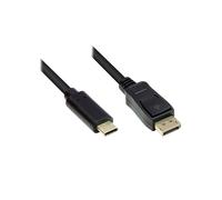 Alcasa GC-M0108 : Câble DisplayPort 1.2 Mâle/Mâle 5m, Résolution 4096x2160, Taux de transfert 21.6 Gbit/s, Contacts Or, AWG 26/32, Noir