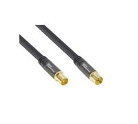 Alcasa GC-M2051 Câble Coaxial RG-6/U 1m IEC/Koax Noir, Connecteurs plaqués Or, 75 Ohm, Double Blindage (Aluminum mylar), Gaine PVC, 120 dB