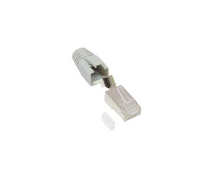 Alcasa GC-N0091 Kit de 10 connecteurs RJ45 mâle gris, blindé, contacts plaqués or, standard Cat5e/6/6A/7, avec protecteur de câble.