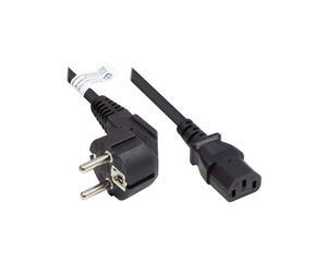Alcasa P0130-S050 : Câble d'alimentation 5m, CEE7/7 vers IEC C13, H05VV-F 3x1mm², 250V 10A, PVC Noir, Connecteur CEE7/7 coudé 90°, Certifications ENEC10/VDE
