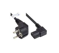 Alcasa P0131-S018 Câble d'alimentation 1.8m Noir, Prise Type E+F / Coupleur C13, 250V 10A, Câble H05VV-F 0.75mm², Connecteurs CEE 7/7 coudés