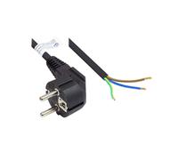 Alcasa P0185-S030 Câble d'alimentation 3m, Type E+F, CEE 7/7, H05VV-F3G 3x1mm², 250V/10A, Noir, Connecteur coudé 90°, Certifié VDE/KEMA/DEMKO