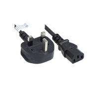 Alcasa P7030-S018 Câble d'alimentation 1.8m Noir, Prise Type G vers Coupleur C13, H05VV-F 3x0.75mm², 250V/10A, Connecteurs Droit/Droit