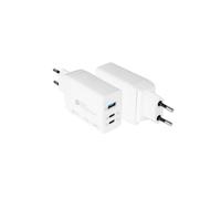 Alcasa PCA-W007W Chargeur Secteur Universel 65W Blanc - 2x USB-C (Quick Charge 4+) / 1x USB-A 3.2 Gen 1, GaN, Protections Surtension/Surchauffe