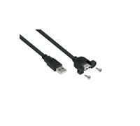 Alcasa UK20P-AEA-005S Câble USB 2.0 A-A 0.5m Noir, Contacts Or, Blindage, PVC, AWG 24/28, Débit 480 Mbit/s, Diamètre 4mm