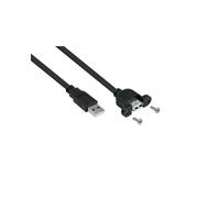 Alcasa UK20P-AEA-020S Câble USB 2.0 A-A 2m Noir, Contacts Or, 480 Mbit/s, AWG 24/28, Diamètre 4mm, Blindage Connecteur, PVC