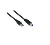 Alcasa UK30P-AB-005S : Câble USB 0.5m USB-A vers USB-B USB 3.2 Gen 1 (3.1 Gen 1), 5 Gbit/s, Contacts Or, Noir, AWG 24/28, Cuivre