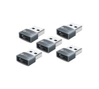 Alcasa USB-AD203-5 Adaptateur USB-A Mâle vers USB-C Femelle 2.0 Gris Aluminium, 0.48 Gbit/s, 20V/3A, Lot de 5