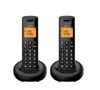 Alcatel E160 Duo Téléphone sans fil noir DECT avec blocage des appels indésirables, grand écran avec rétroéclairage orange, facile à lire, sonneries classiques et polyphoniques