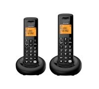 ALCATEL E260 S. Voice Duo - Téléphone Fixe sans Fil DECT avec Répondeur - Design Compact - Grand Écran Rétroéclairé - Mains Libres - Fonction Blocage des Appels Indésirables - 2 Combinés - Noir