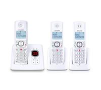 ALCATEL F530 Voice Trio - Téléphone Fixe Sans Fil DECT Avec Répondeur - Grand Écran Rétroéclairé - Haut-Parleur - Fonction Blocage Des Appels - 2 Touches De Mémoires Directes - 3 Combinés - Blanc/Gris
