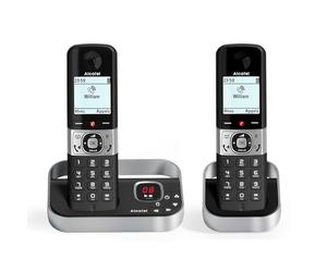 ALCATEL F890 Voice Duo - Téléphone Fixe Sans Fil DECT Avec Répondeur - Écran Graphique Haute Résolution - Mains Libres - Blocage Des Appels - Sonnerie VIP - Répondeur 50 Min - 2 Combinés - Noir/Gris
