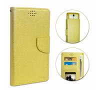 Alcatel Shine Lite Etui Housse Folio Or Gold Façon Cuir Texturé Avec Porte Cartes Et Surpiqûres Apparentes By Ph26®