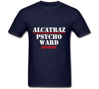 Alcatraz Psycho Ward T-Shirt Graphic Tee Printed Top Mens Navy Shirt S