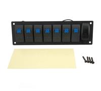 AlcheLHymist Panneau de commutateurs 7 Gang Rocker, Panneau de commutateurs Marin étanche IP66 avec Chargeur Double USB et rétroéclairage Bleu pour Bateaux, Camping-Cars, SUV et VTT
