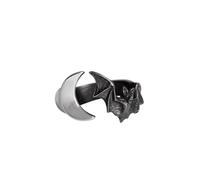 Alchemy England Bague Lunatious - Bijoux Gothiques Chauve-Souris Vampire et Croissant de Lune, Gris, L-N