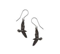 Alchemy England Boucles d’Oreilles Pendantes Fil Noir Raven Gothique