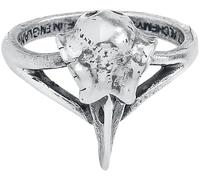 Alchemy Gothic Bague Petit Crâne De Corbeau Femme Bague Couleur Argent M, Étain,