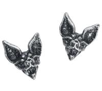Alchemy Gothic Cauchemar Bat Head Studs Femme Set de Boucles d'oreilles Couleur Argent Étain