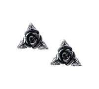 Alchemy Gothic Clous D'Oreille Roses Noires Femme Set de boucles d'oreilles noir/argent