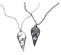 Alchemy Gothic Collier Cœur Crâne Femme Collier Noir/Argent, One Size, Étain