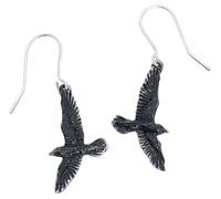 Alchemy Gothic Corbeau Noir Femme Boucles d'oreilles noir Étain