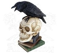 Alchemy Gothic Crâne En Résine Avec Corbeau Style Shakespeare 20cm