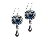 Alchemy Gothic England Affaire du Coeur Crystal Blue Enamel Baroque Skull Dropper Earrings