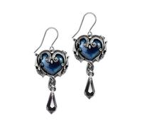 Alchemy Gothic England Affaire du Coeur Crystal Blue Enamel Baroque Skull Dropper Earrings