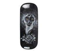Alchemy Gothic Grimalkin's Étui à lunettes en verre : coque rigide de protection avec illustration de chat noir mystique - Comprend un chiffon en microfibre - Sous licence officielle - Rangement