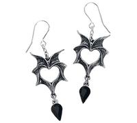 Alchemy Gothic Love Bats Boucles d'oreilles Couleur Argent
