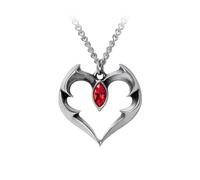 Alchemy Gothic Pendentif Cœur Chauve-Souris Femme Collier Couleur Argent Étain