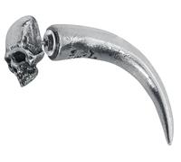 Alchemy Gothic Tomb Skull Horn Unisexe Bijou d'oreille couleur argent Étain